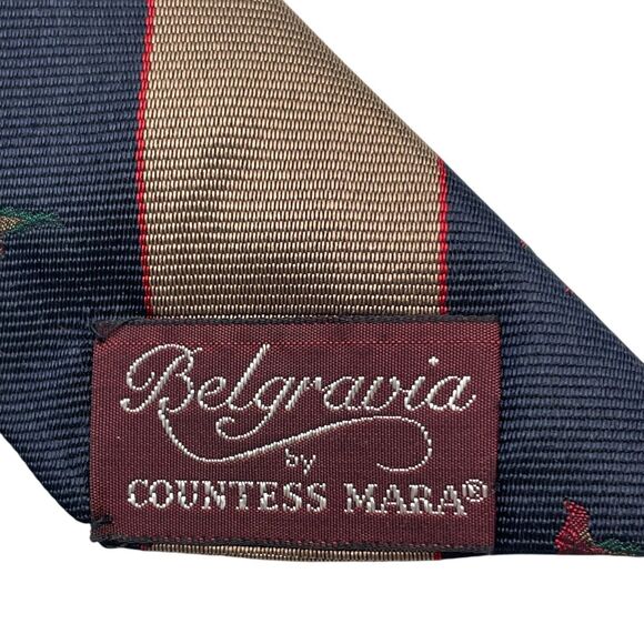 Vintage Woolf Brothers Belgravia Countess Mara Tie Blue Brown Red , Preowned - Picture 4 of 6